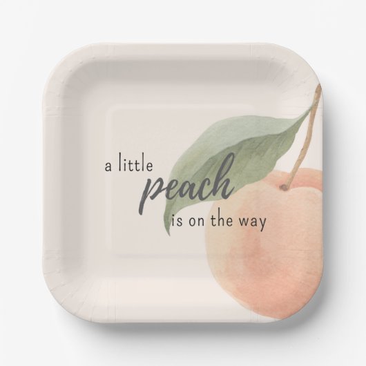 Little Peach is on the Way Baby Shower  ペーパープレート (正面)