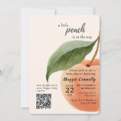 Little Peach is on the Way Baby Shower Invitation 招待状 (正面)