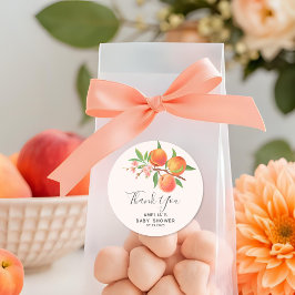 Little Peach Is On The Way Baby Shower thankyou ラウンドシール