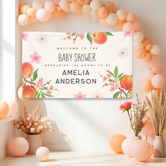 Little Peach On The Way Baby Shower Welcome Sign 横断幕