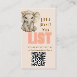 Little Peanut Boho Safari Elephant Boy Baby Shower エンクロージャーカード