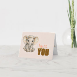 Little Peanut Boho Safari Elephant Boy Baby Shower サンキューカード