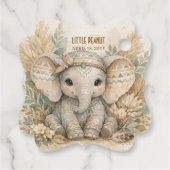 Little Peanut Boho Safari Elephant Boy Baby Shower フェイバータグ (裏面)