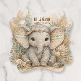 Little Peanut Boho Safari Elephant Boy Baby Shower フェイバータグ