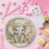 Little Peanut Boho Safari Elephant Boy Baby Shower ペーパープレート (パーティー)