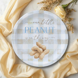 Little Peanut Boy Blue Gingham Baby Shower ペーパープレート