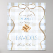 Little Peanut Boy Blue Gingham Baby Shower Favor ポスター (正面)