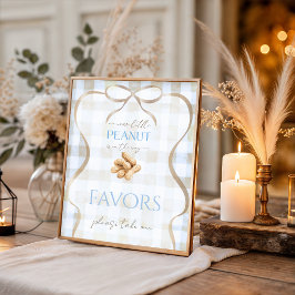 Little Peanut Boy Blue Gingham Baby Shower Favor ポスター