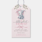 Little Peanut Elephant Pink Baby Shower ギフトタグ (正面)