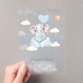 Little Peanut is on the Way Blue Heart Balloon Inv アクリル招待状 (インサイチュ (ポータブル))