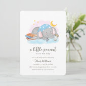 Little Peanut Sleeping Elephant Baby Shower 招待状 (スタンド正面)