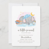 Little Peanut Sleeping Elephant Baby Shower 招待状 (正面)