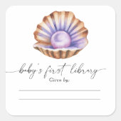 little Pearl baby shower - Baby's first library  スクエアシール (正面)
