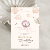 Little Pearl Diamonds Seashells Beige Baby Shower 招待状