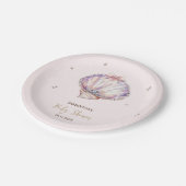 Little Pearl Seashells Diamonds Dots Baby Shower ペーパープレート (アングル)