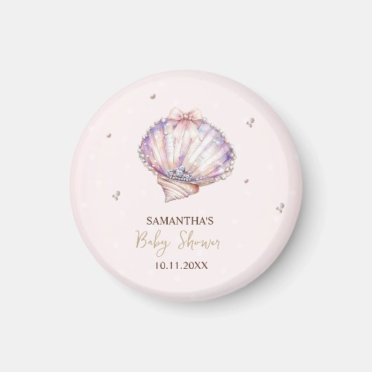 Little Pearl Seashells Diamonds Dots Baby Shower マグネット (正面)