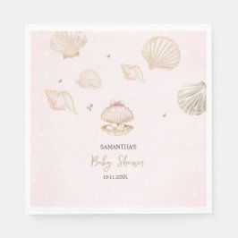 Little Pearl Seashells Dots Baby Shower スタンダードランチョンナプキン