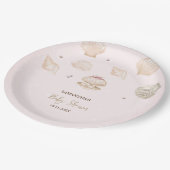 Little Pearl Seashells Dots Baby Shower ペーパープレート (アングル)