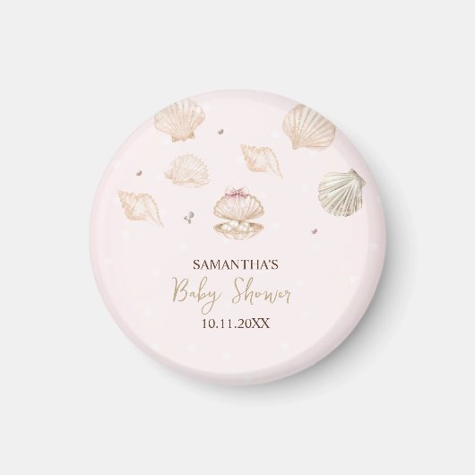 Little Pearl Seashells Dots Baby Shower マグネット (正面)