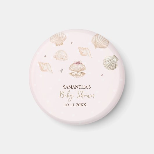 Little Pearl Seashells Dots Baby Shower マグネット (正面)