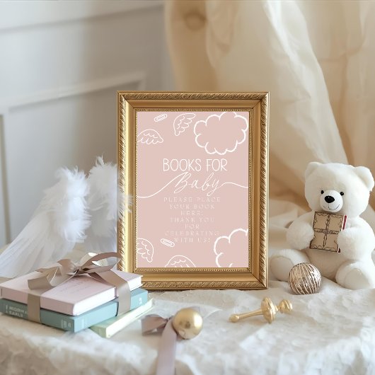 Little Piece of Heaven ピンクの赤ちゃんへの本サイン 招待状