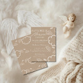 Little Piece of Heaven beige baby shower  招待状