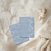 Little Piece of Heaven blue baby shower  招待状