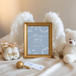 Little Piece of Heaven Blue Diaper Raffle Table 招待状