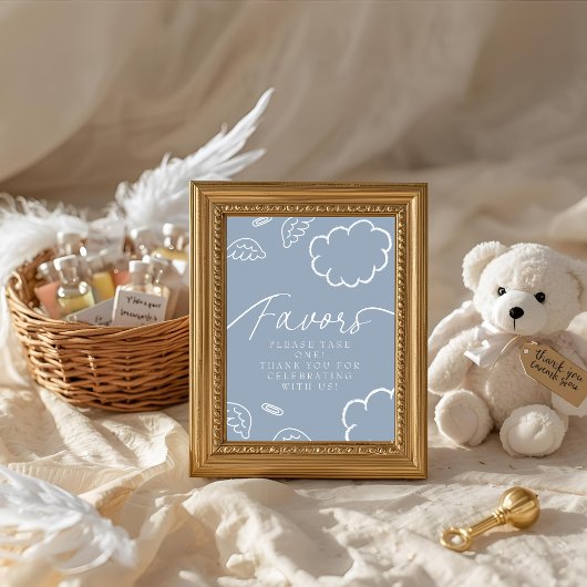 Little Piece of Heaven blue Favors Table Sign   招待状