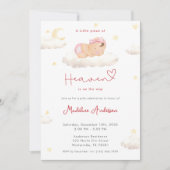 Little Piece of Heaven Moon Cloud Baby Girl Shower 招待状 (正面)