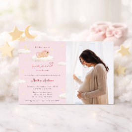 Little Piece of Heaven Photo Baby Girl Shower 招待状