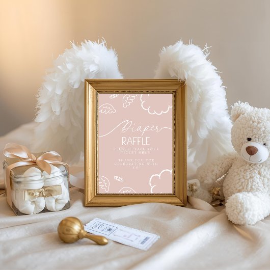 Little Piece of Heaven Pink Diaper Raffle Table 招待状