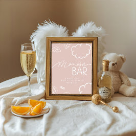 Little Piece of Heaven Pink Momosa Bar Sign 招待状