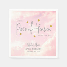 Little Piece of Heaven Pink Sky Baby Shower スタンダードカクテルナプキン