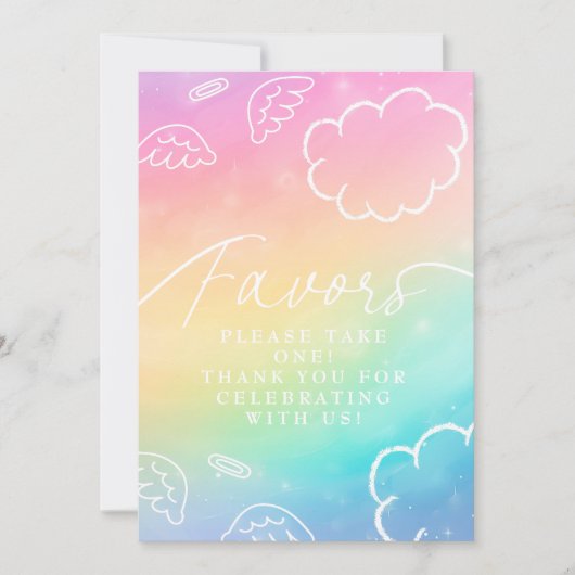 Little Piece of Heaven Rainbow Favors Table Sign   招待状 (正面)