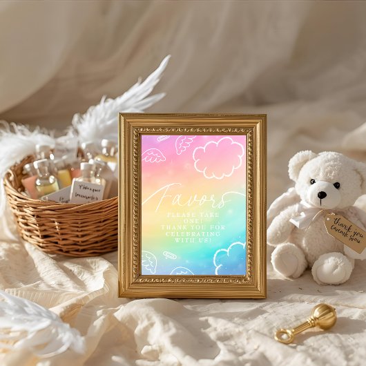 Little Piece of Heaven Rainbow Favors Table Sign   招待状