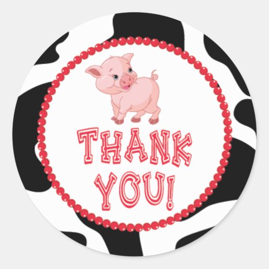 Little Pig Thank You Sticker ラウンドシール (正面)