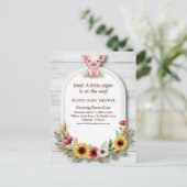 Little Piglet Sunflower Farm Baby Shower ポストカード (スタンド正面)
