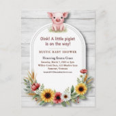 Little Piglet Sunflower Farm Baby Shower ポストカード (正面)