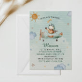Little Pilot Airplane Green Sky First Birthday 招待状