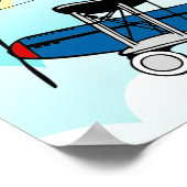 Little Pilot Blue Airplane Baby Photo Birth Stats ポスター (角)