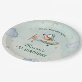 Little Pilot Green Sky 1st Birthday Airplane Party ペーパープレート (アングル)