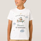 Little Pilot Sage Airplane 1st Birthday Outfit Tシャツ (正面)