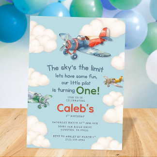 Little Pilot's First Birthday 招待状