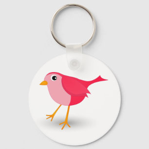Little Pink Bird Cute Girl Classic Round Keychain キーホルダー