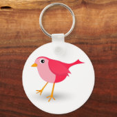 Little Pink Bird Cute Girl Classic Round Keychain キーホルダー (正面)