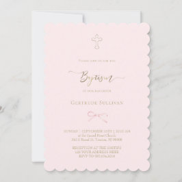 little pink bow | Baptism 招待状
