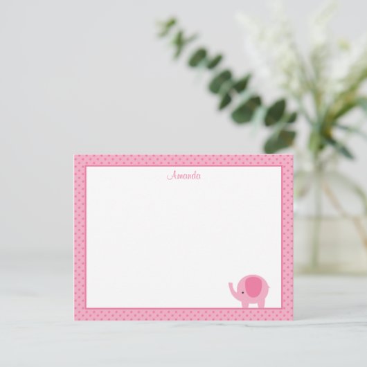 Little Pink Elefant Flat Note Card ポストカード (スタンド正面)