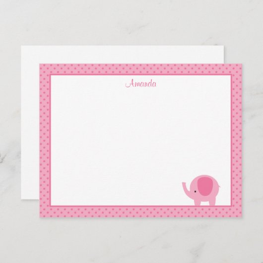 Little Pink Elefant Flat Note Card ポストカード (正面/裏面)