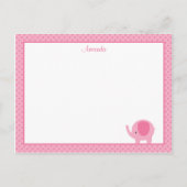 Little Pink Elefant Flat Note Card ポストカード (正面)
